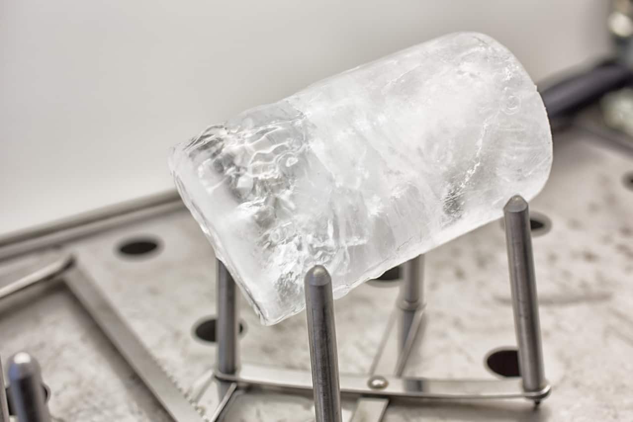 Handout photo issued by the Alfred Wegener Institute of an Arctic sea-ice core being prepared for analysis. 