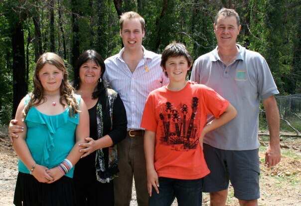 Michelle French, her husband Colin and children, Darcy and Vanessa and a young Prince William.