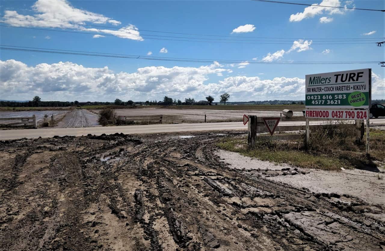 The Sheather's turf farm is under layers of thick mud.