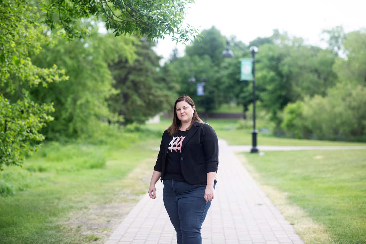 Natalie Ringsmuth, who runs a website that highlights positive stories about the local refugee community, at Lake George Park in St. Cloud, Minn., on June 14, 2019. 