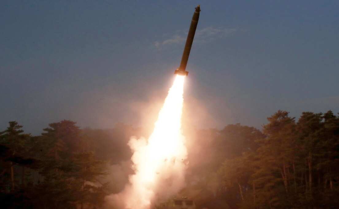 A photo released by the official North Korean Central News Agency (KCNA) shows a separate missile launch on March 10.
