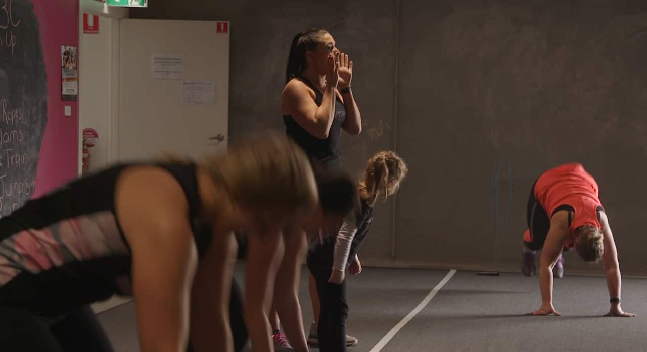 Kirri-lee running a class at Military Mumma HQ.