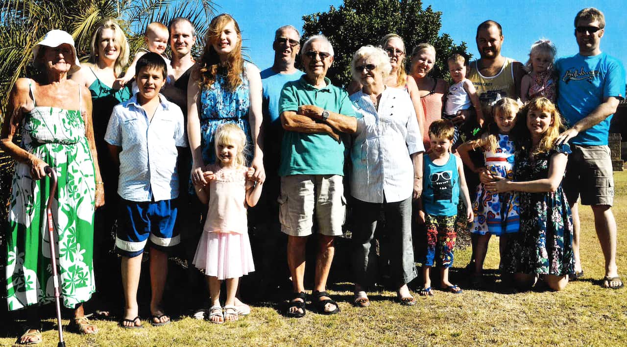 Mollie Manley, far left, and her family in Australia.