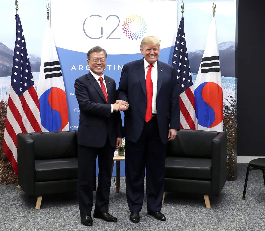 South Korean President Moon Jae-in and US President Donald Trump met on the sidelines of the G20.