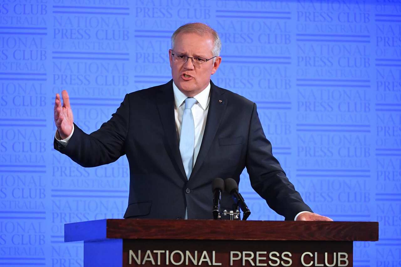Australian Prime Minister Scott Morrison makes a pre-budget address to the National Press Club.
