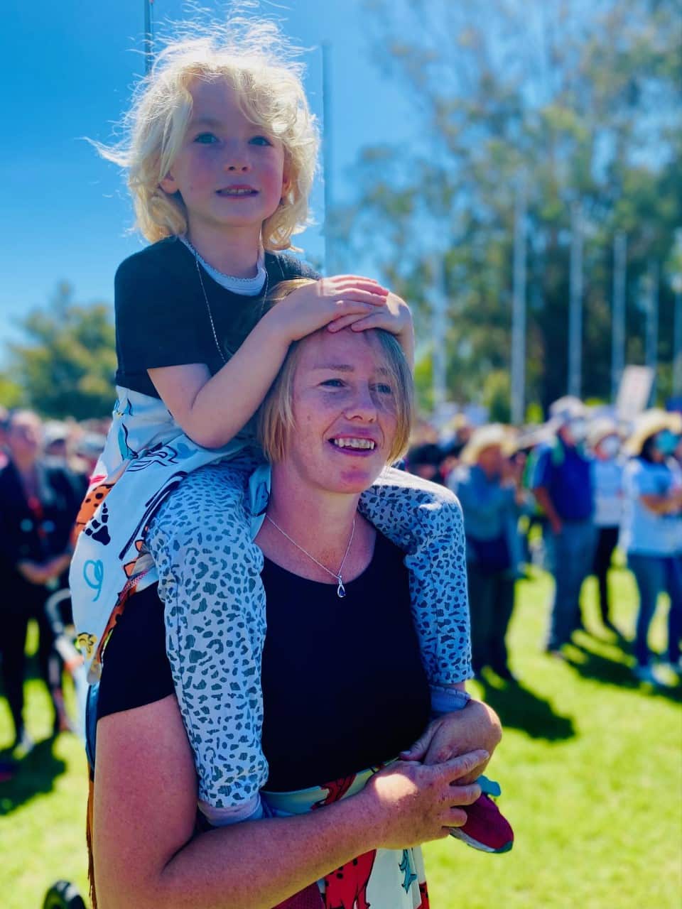 Lauren Woodbridge attended the women's March in Canberra with her daughter.