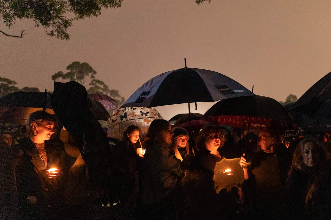 Mourners gather to remember Courtney Herron. 