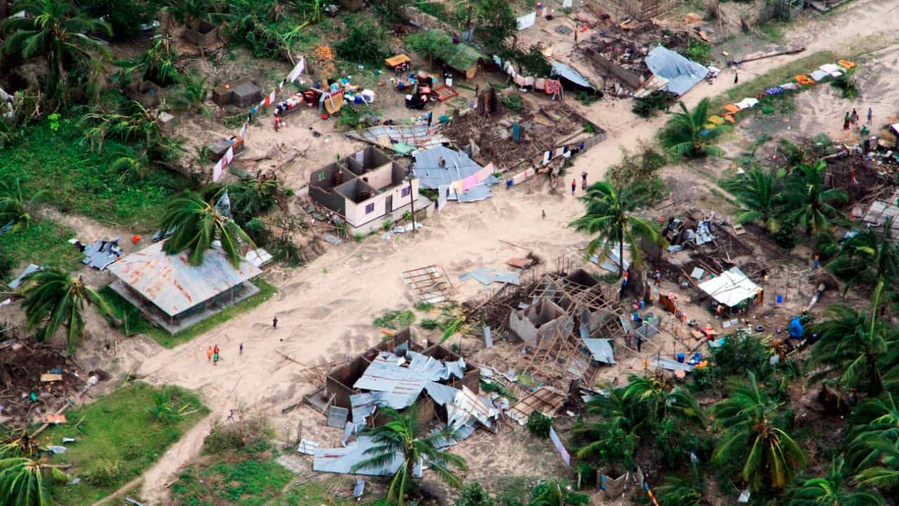 The damage to communities in Ibo island, Mozambique.