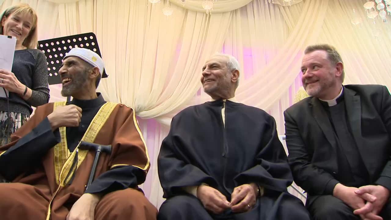 The then newly-appointed Sheikh Abdel Aziem Al-Afifi at an interfaith event with Dr Ibrahim Abu Mohamed and Anglican Father Rod Bower.