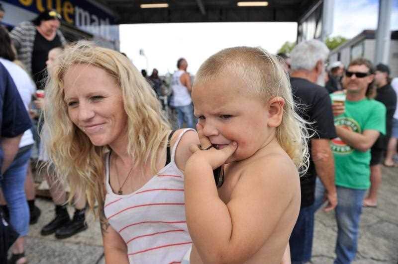 Start 'em young: Zoe and Jaxson Smith at Mulletfest.