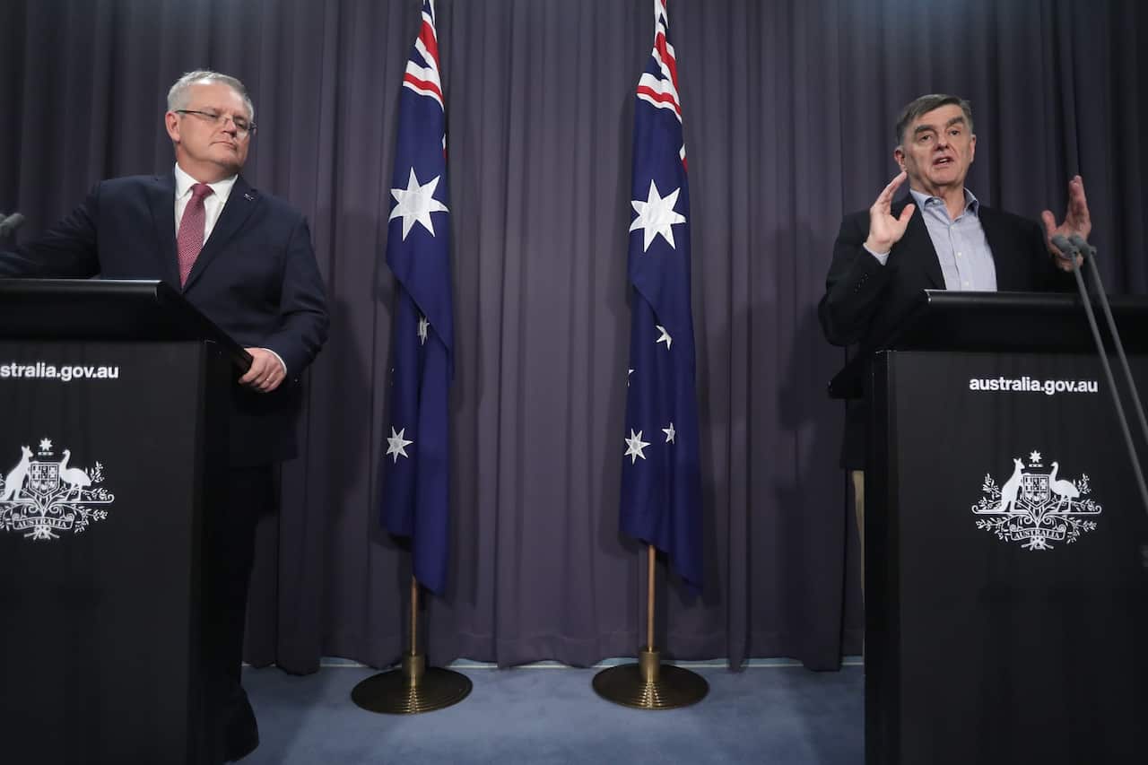 Australian Prime Minister Scott Morrison and the Chief Medical Officer Brendan Murphy.