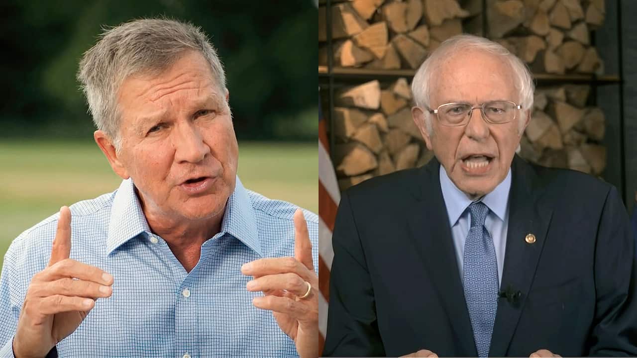 Former Republican candidate John Kasich and Democratic candidate Bernie Sanders united to back Joe Biden's presidential campaign.