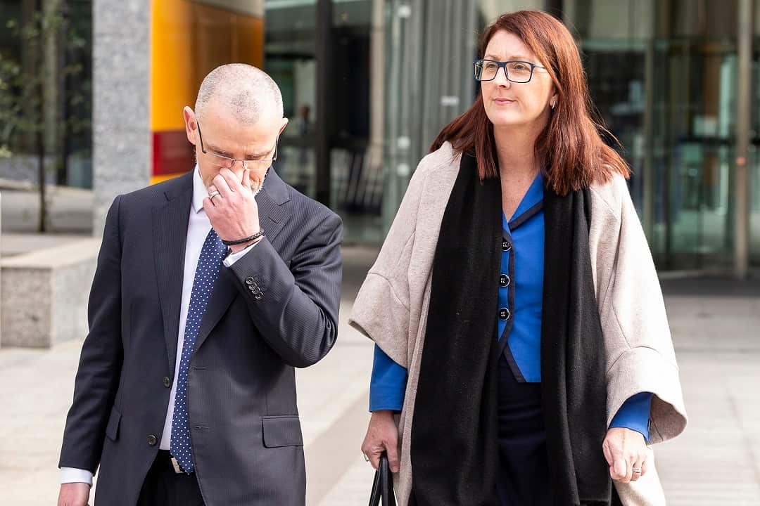 Former chair of NAB's superannuation trustee NULIS Nicole Smith (right) is seen leaving after giving evidence at the Royal Commission.