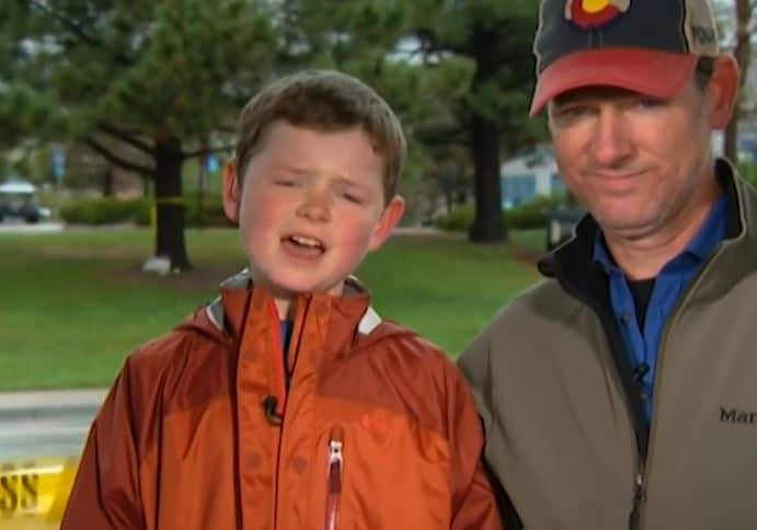 Sixth-grader Nate Holley, pictured with his father Steve, was at STEM School Highlands Ranch in Denver when shooting broke out.