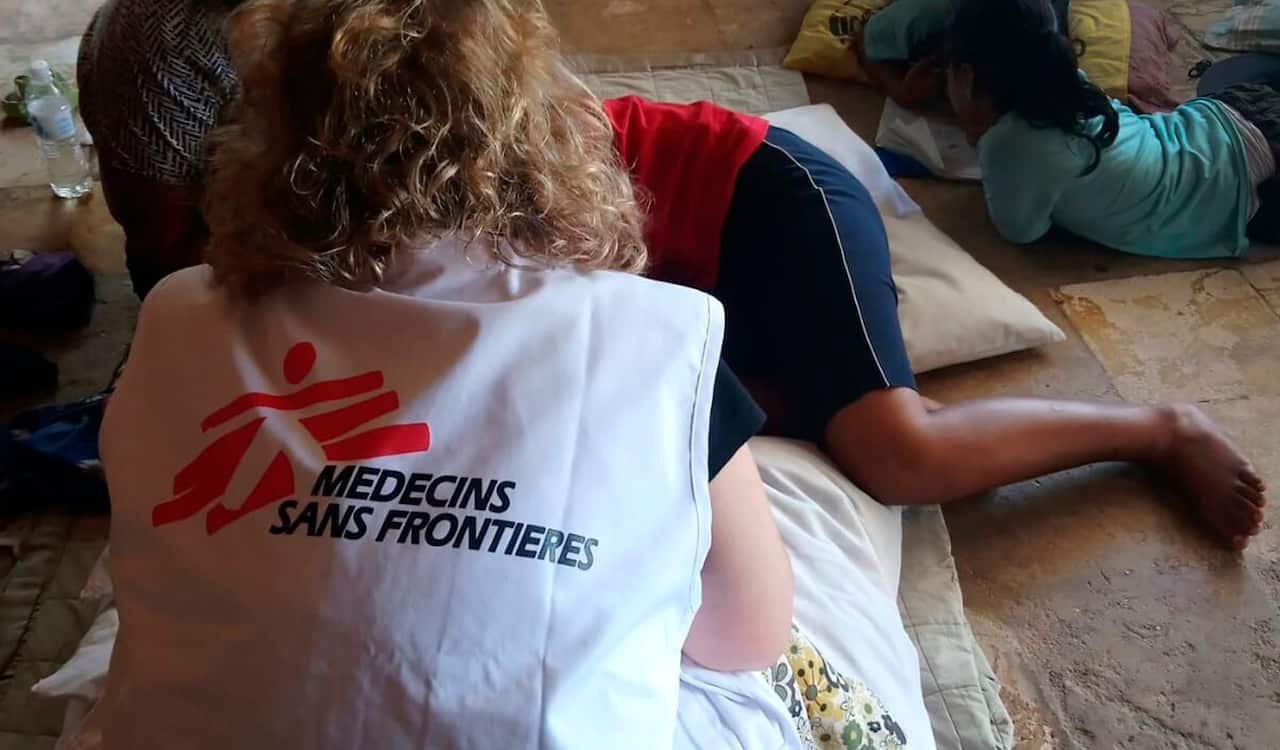 A patient is attended by an Medecins Sans Frontieres Australia mental health team on Nauru.