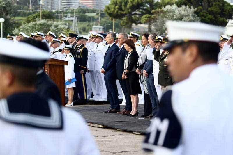 Argentinian President Mauricio Macri attends a tribute a year after the disappearance of the Argentinian submarine ARA San Juan.