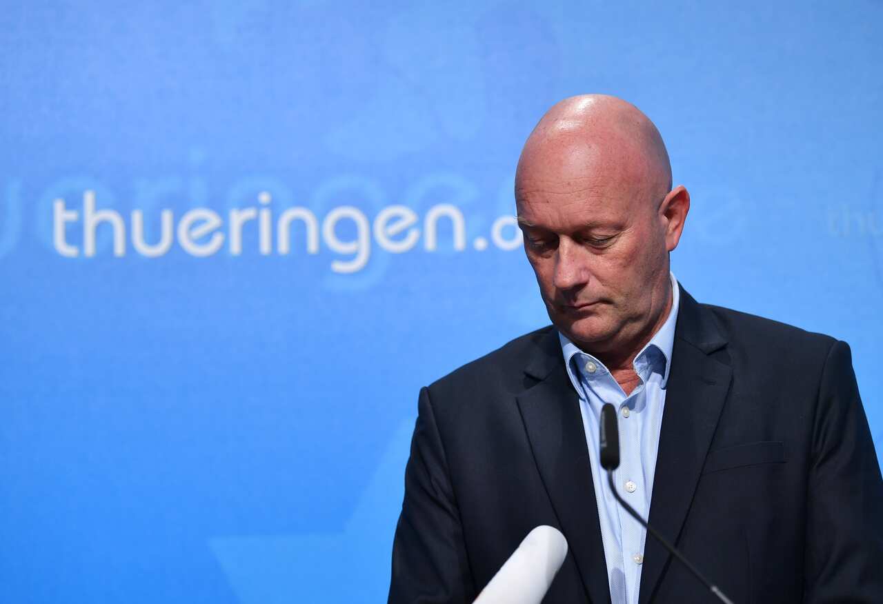 Thomas Kemmerich, newly elected Minister President of Thuringia and leader of the Free Democratic Party (FDP) group, announces his resignation.