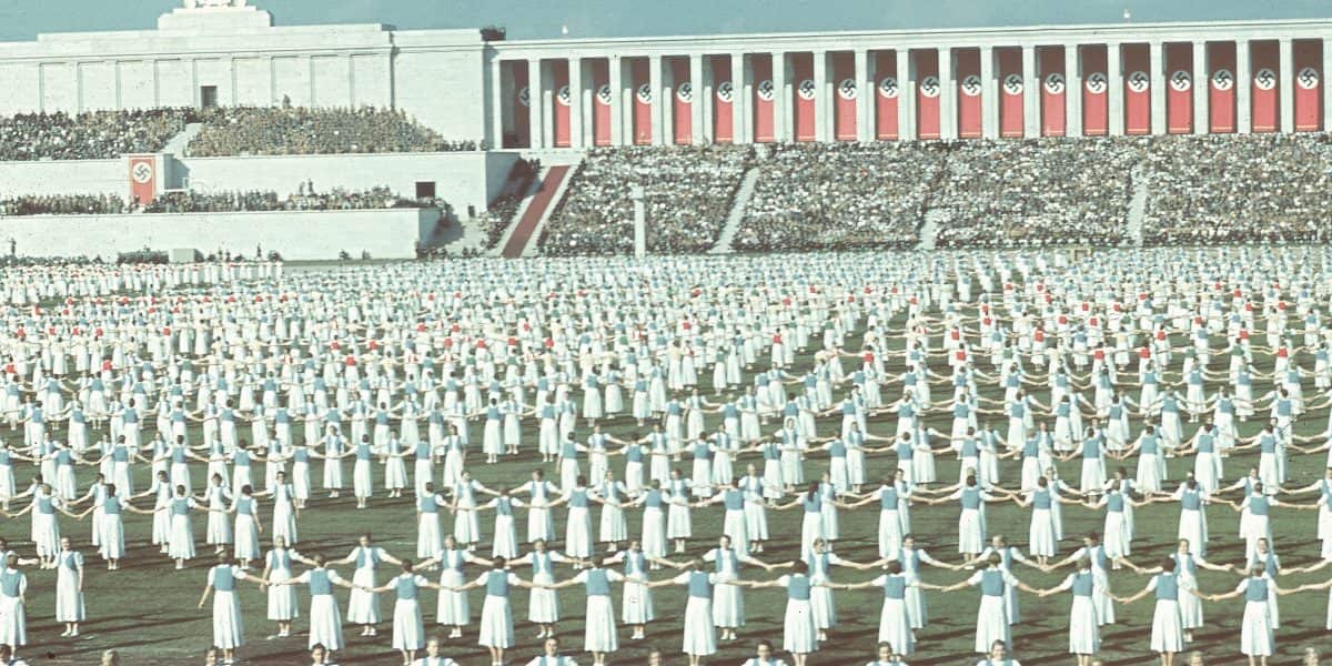 League of German Girls Dancing during the Reich Party Congress in the 1930s. The photo features in the collection.