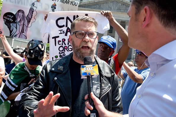 The alt-right leader Gavin McInnes attends an Act for America rally in 2017.