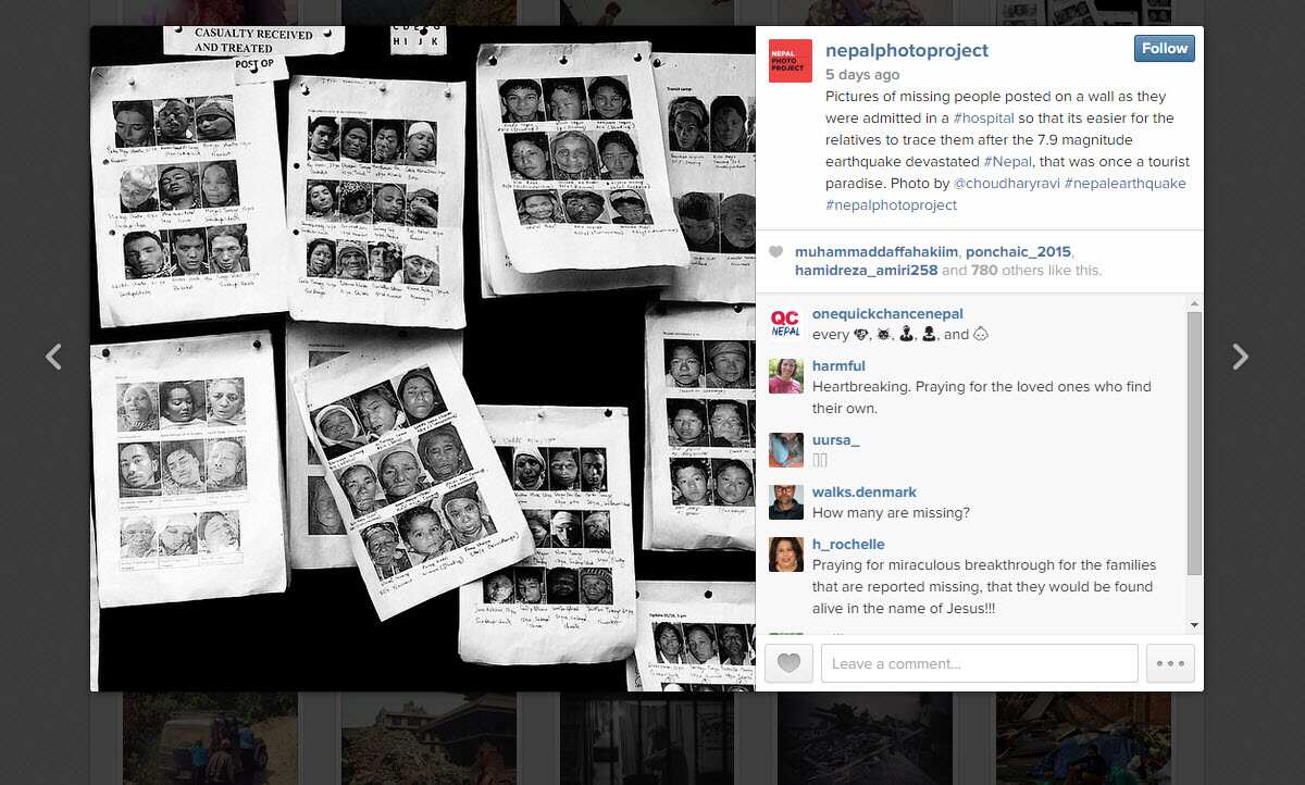 Pictures of missing people posted on a wall as they were admitted in a #hospital so that its easier for the relatives to trace them after the 7.9 magnitude earthquake devastated #Nepal, that was once a tourist paradise. Nepal Photo Project Photo by @choud