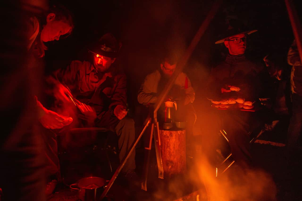 A In some variations of the challenge, loosely based on military exercises, adults trail the teams of children, but refuse to guide them.