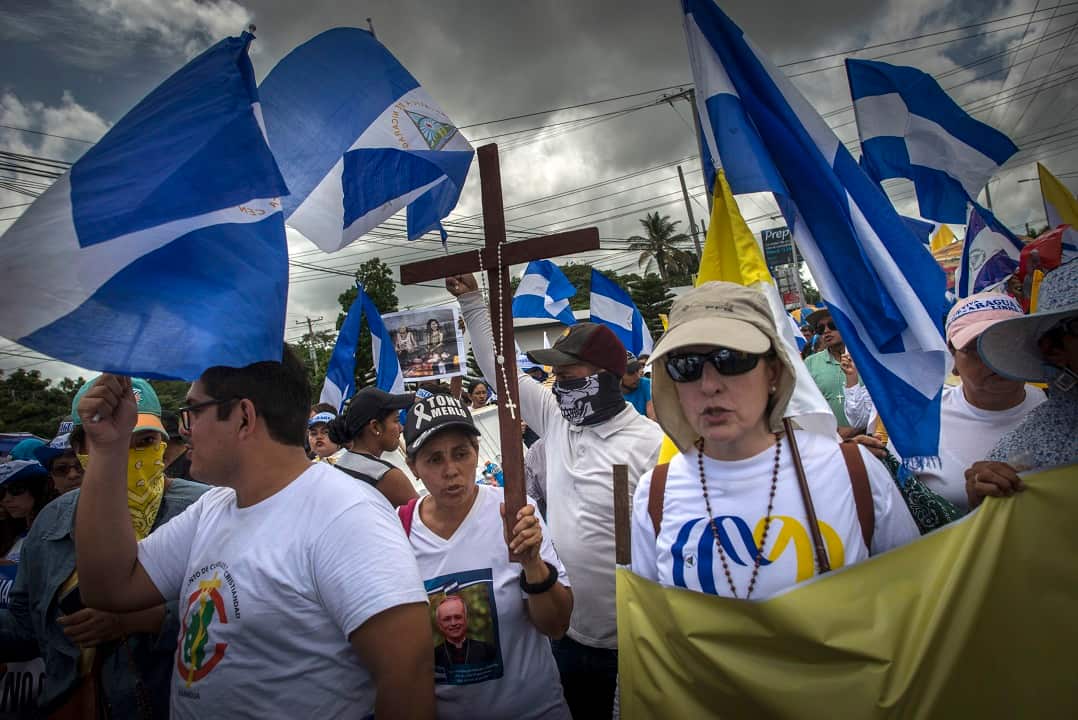 A rally to support the Roman Catholic Church, which has been accused of supporting the opposition to President Daniel Ortega, in Managua, Nicaragua.