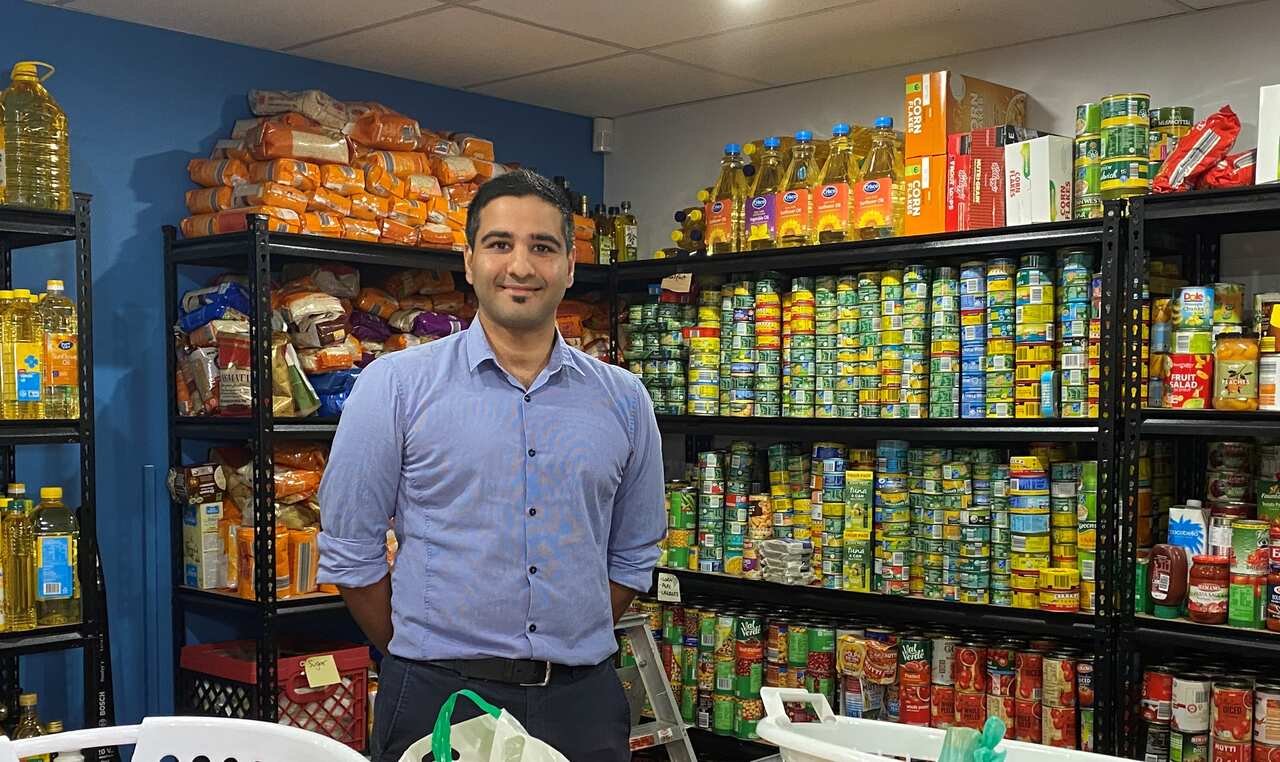 Nishadh Rego at the Jesuit Refugee Service's food bank in Parramatta, Sydney. 