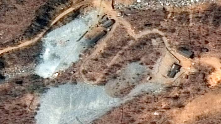 A satellite image provided by DigitalGlobe shows the nuclear test site in Punggye-ri, North Korea.