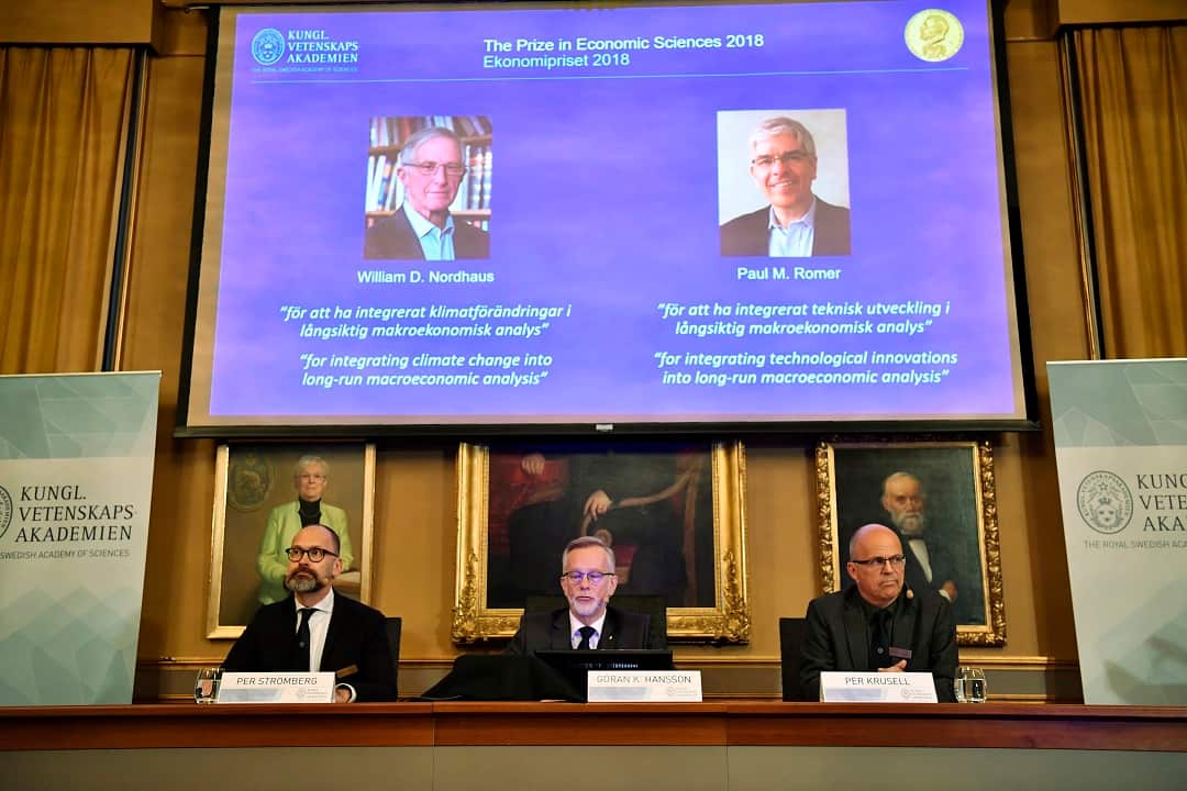 The press conference where the winners of the Economics Nobel Prize were announced.