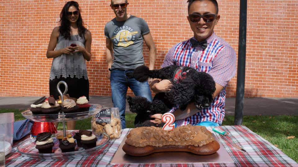 Jay celebrating Noodle's second birthday. (Supplied)
