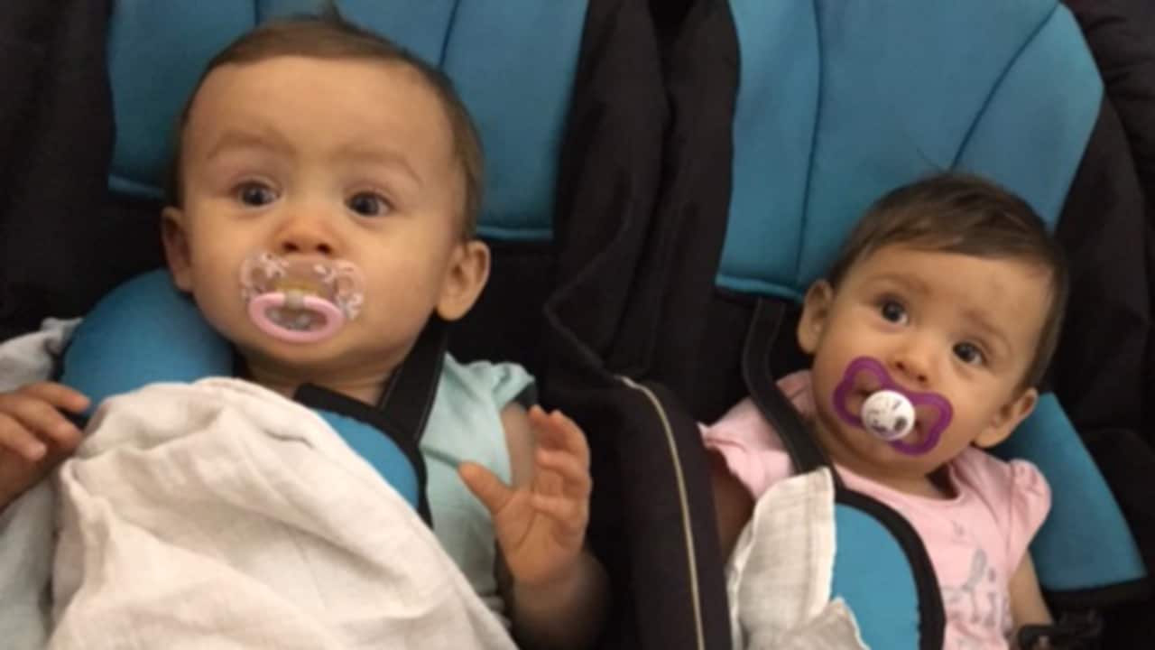 Natasha and Erik's twin girls - the family are now claiming asylum in Poland.