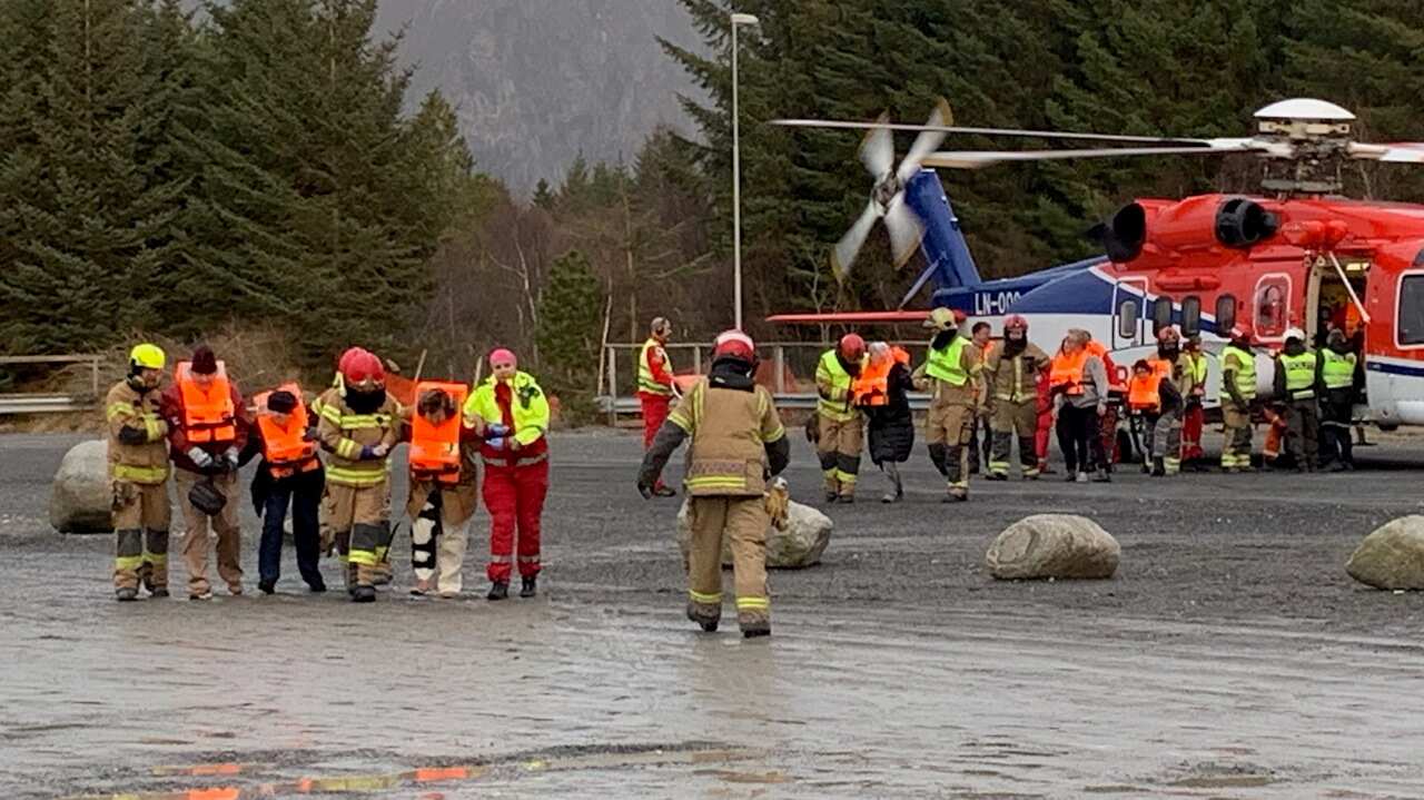 Passengers on the cruise ship Viking Sky.are rescued by helicopter.