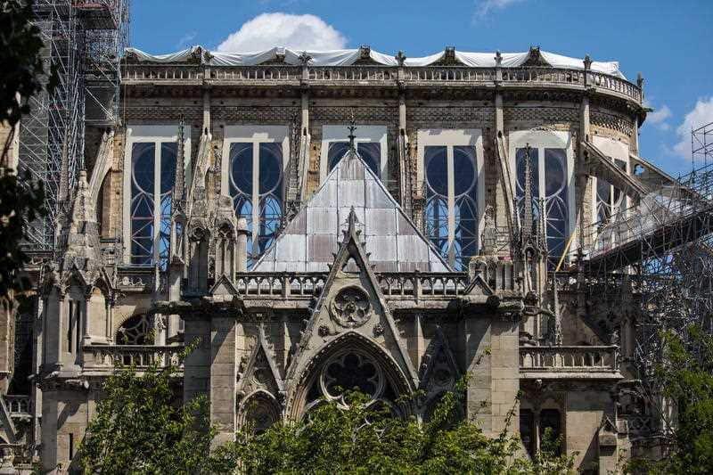 The damaged cathedral. Repair work is underway, but it expected to take years.