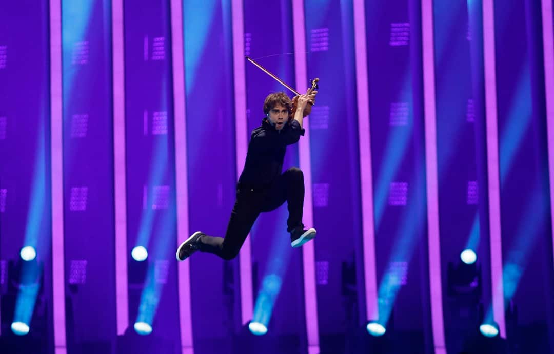 Alexander Rybak from Norway performs the song 'That's How You Write A Song' in Lisbon, Portugal, Saturday, May 12, 2018 during the Eurovision Song Contest grand final. (AP Photo/Armando Franca)