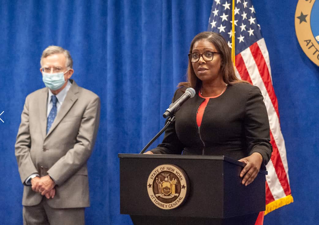 State Attorney General Letitia James announces that her office is filing a lawsuit seeking to dissolve the National Rifle Association. 