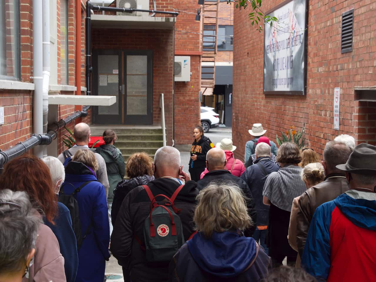 Nunami leads the tour through nipaluna/Hobart.
