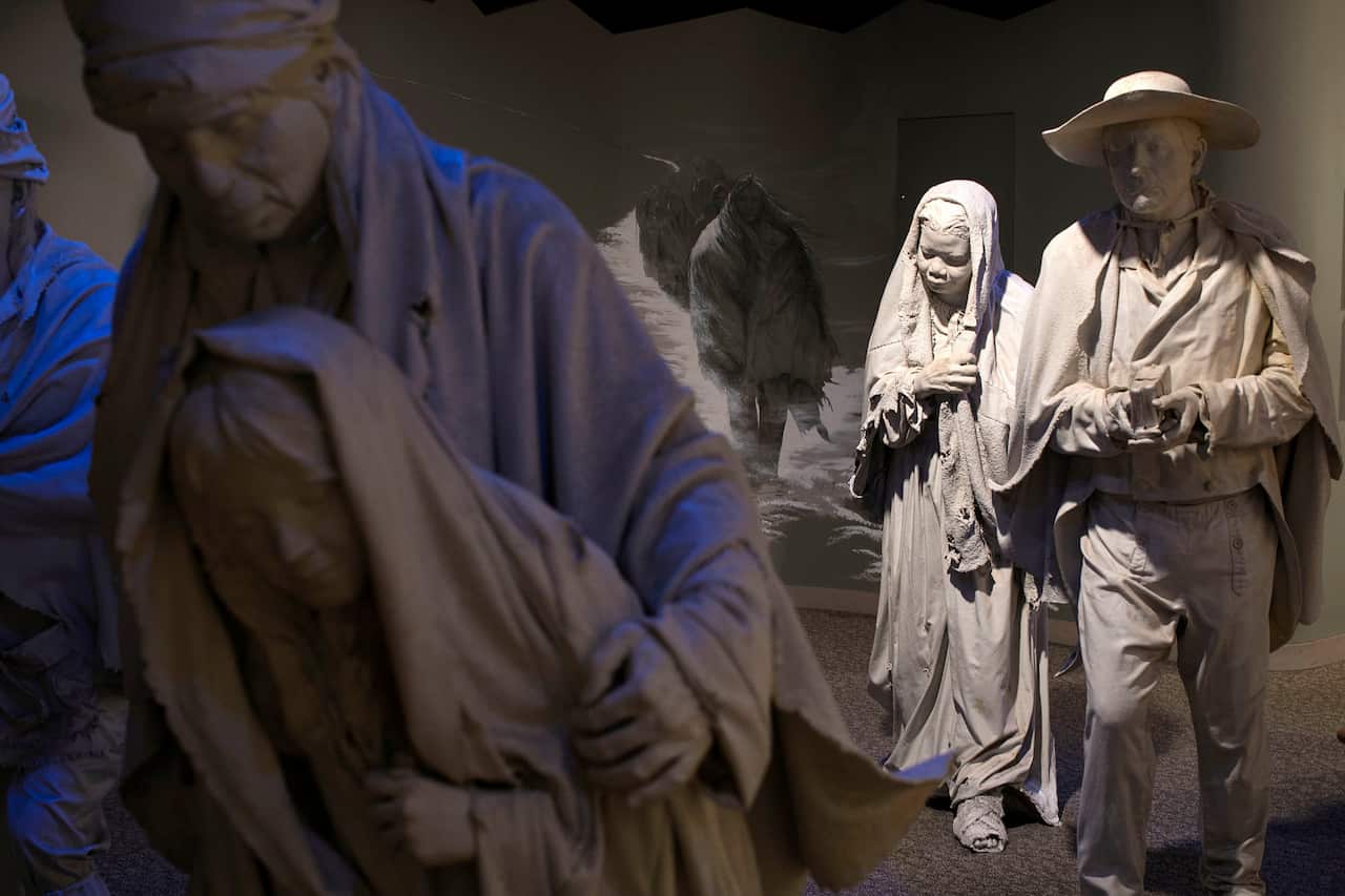 A 2017 exhibition on the Trail of Tears at the Cherokee Heritage Center in Tahlequah. Some 15,000 Native people died during the journey.