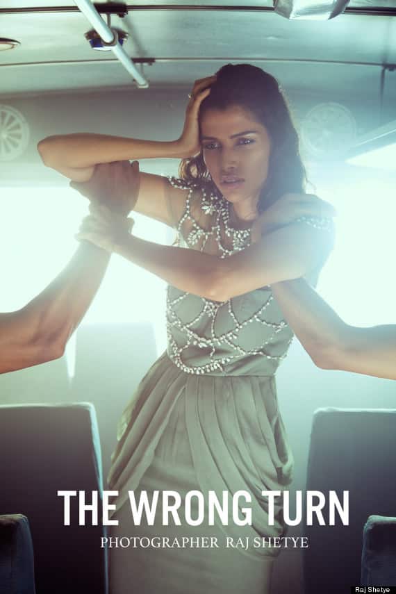 Indian photographer Raj Shetye has sparked outrage with a fashion shoot that depicts a woman being harassed on a bus by a group of men, echoing a fatal gang-rape that shocked the nation. (Image: Raj Shetye)