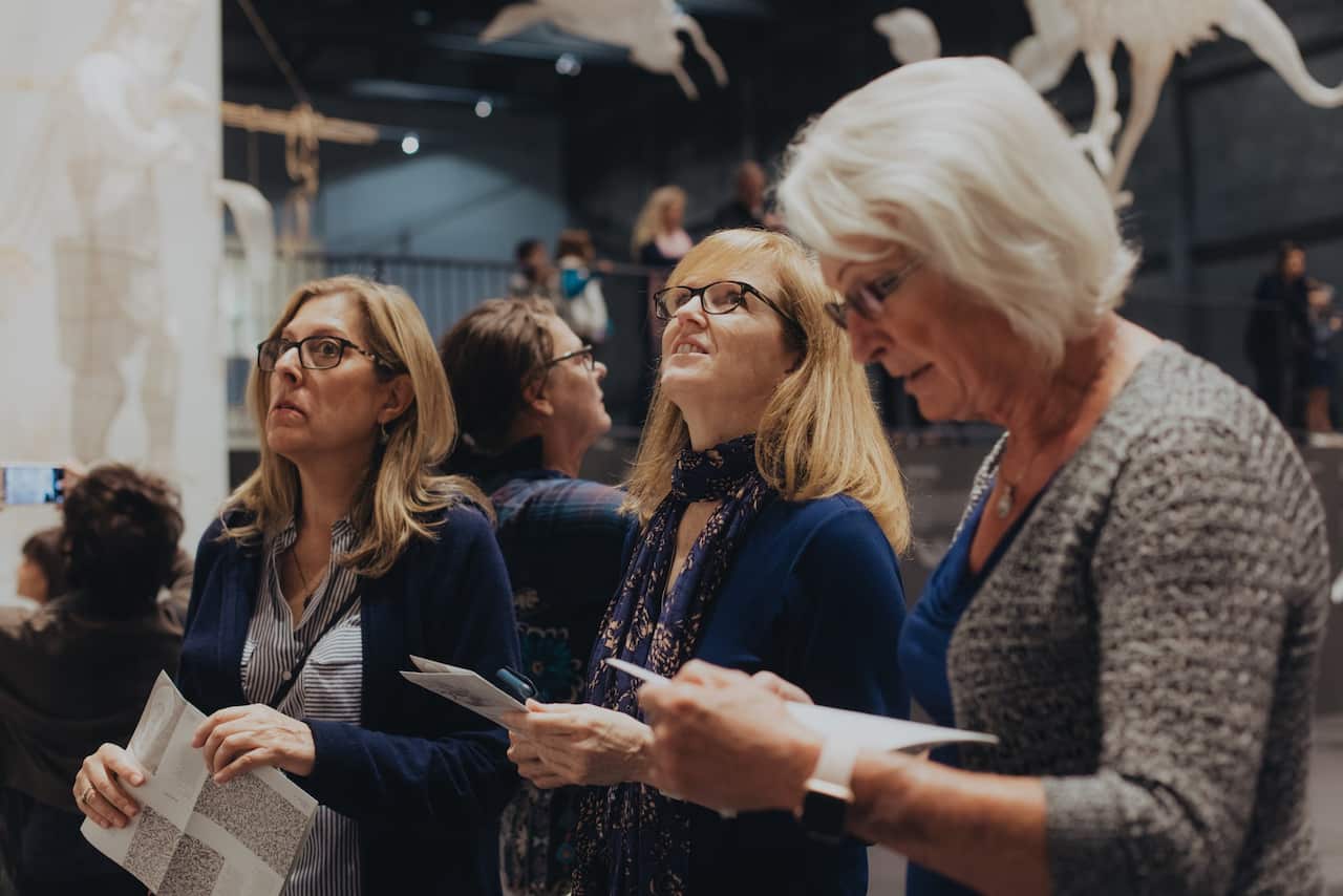 Members of the group, from left: Lisa Baskin, Julie Khalil, and Lindsie Carlsen, photographed at the Marciano Art Foundation in Los Angeles, Calif.