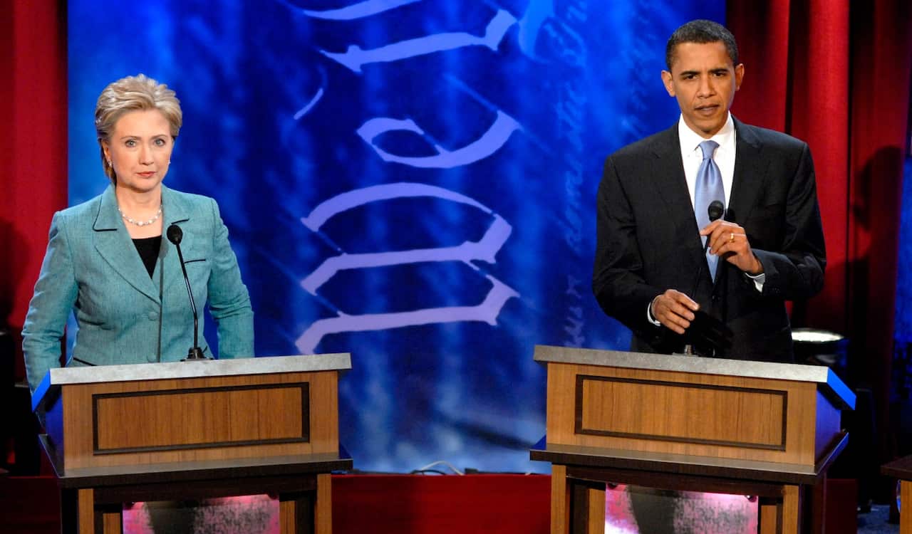 Barack Obama, U.S. senator from Illinois, right, and Hillary Clinton, U.S. senator from New York during a debate (Getty)