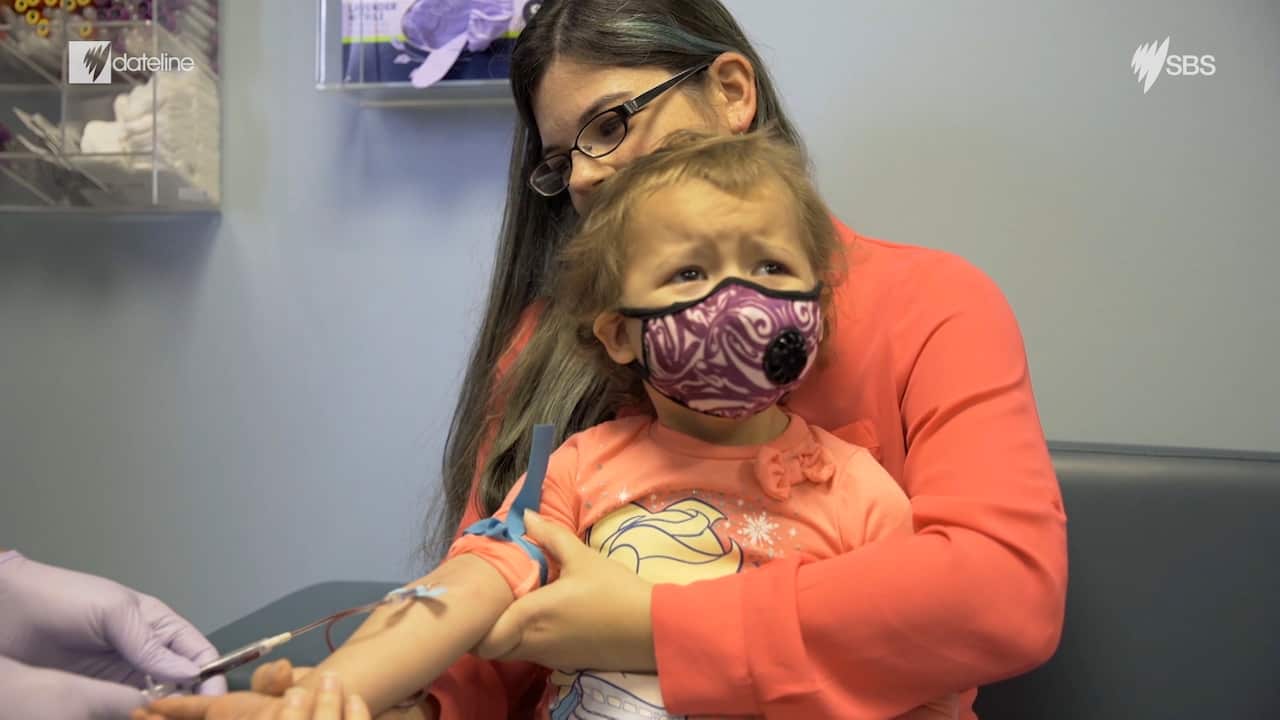 Laina at the hospital, with her mother April.