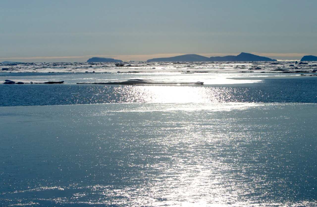 Sunlight reflecting on an ocean.