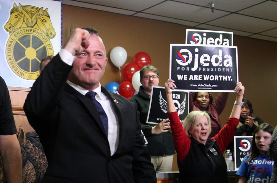 Senator Richard Ojeda addresses campaign supporters during his first campaign event of his presidential run