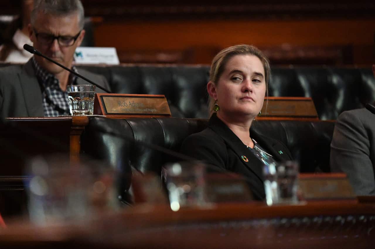 Councillor Cathy Oke, one of Doyle's accusers, at a special council meeting on Tuesday.