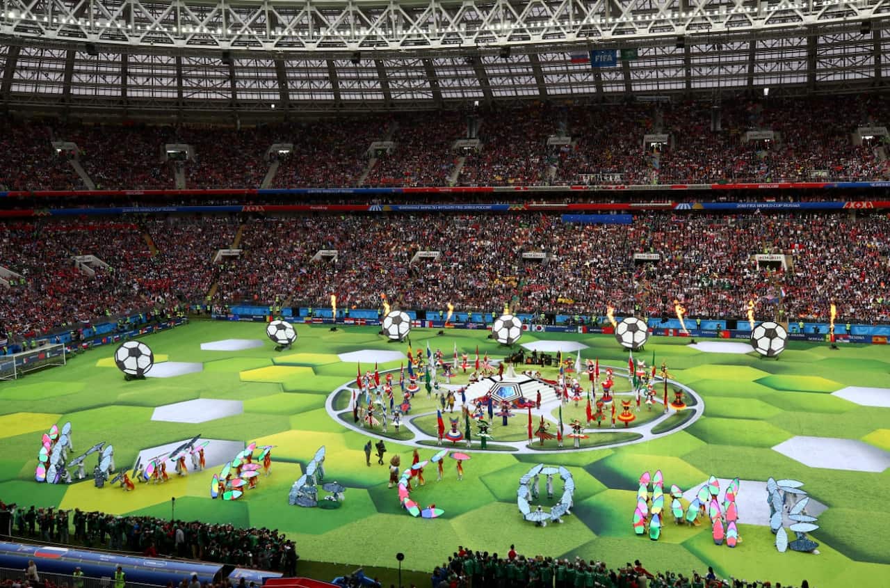 General View of the opening ceremony prior to the 2018 FIFA World Cup Russia group A match between Russia and Saudi Arabia 