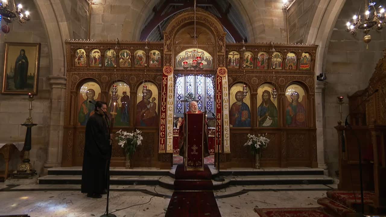 Orthodox Easter services have been conducted in empty churches around Australia and live streamed into homes
