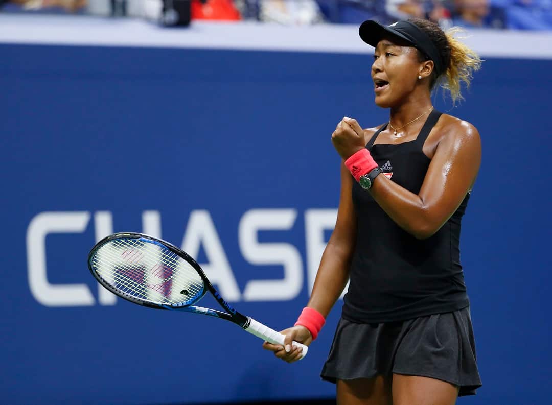 Naomi Osaka, of Japan, reacts after breaking the serve of Serena Williams during the women's final of the U.S. Open tennis tournament, Saturday, Sept. 8, 2018, in New York. (AP Photo/Adam Hunger)