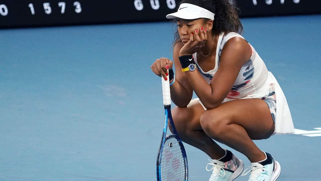 Naomi Osaka reacts during her third round loss to Coco Gauff.