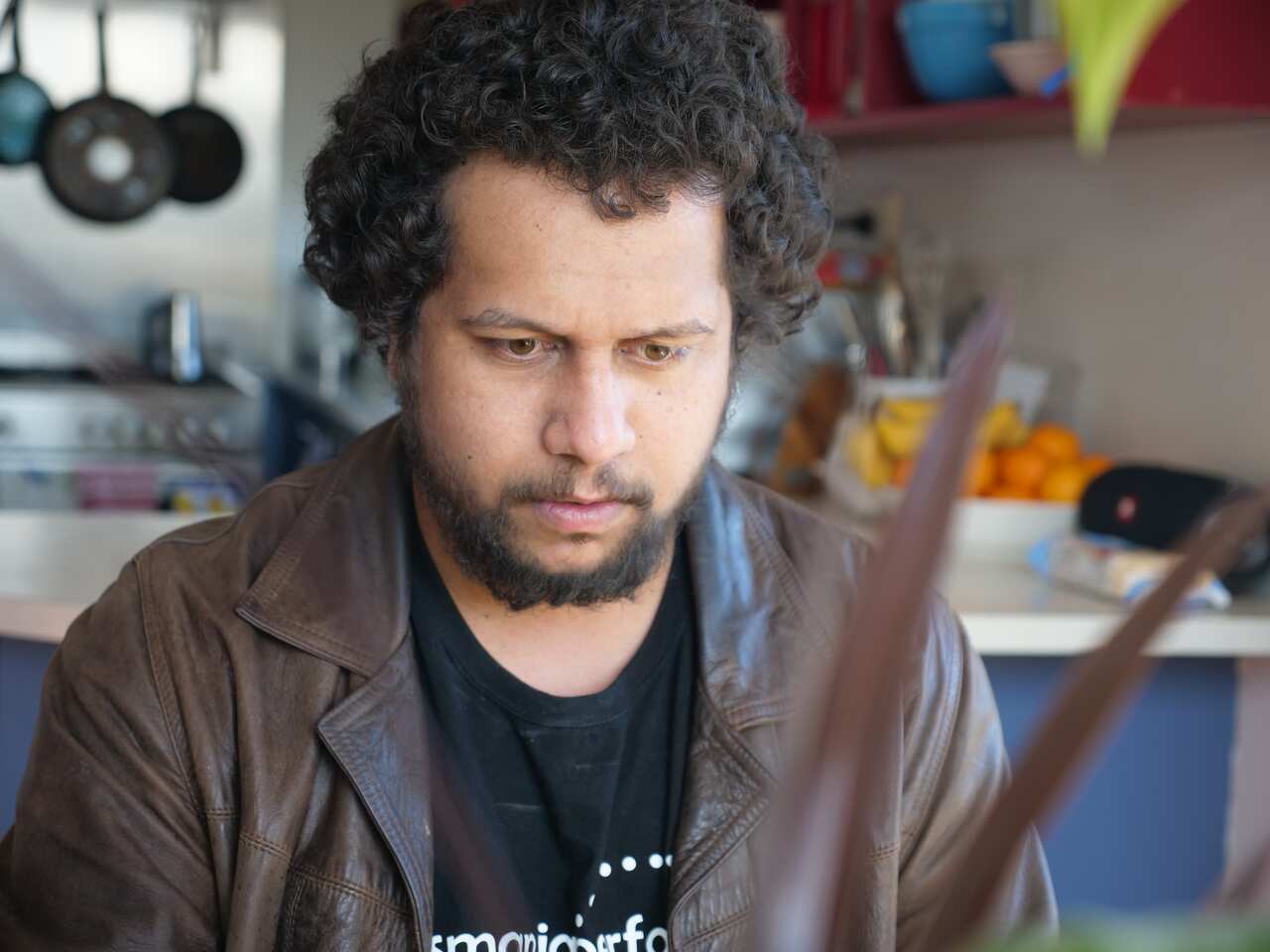 Jordy Greg at home working on his play.