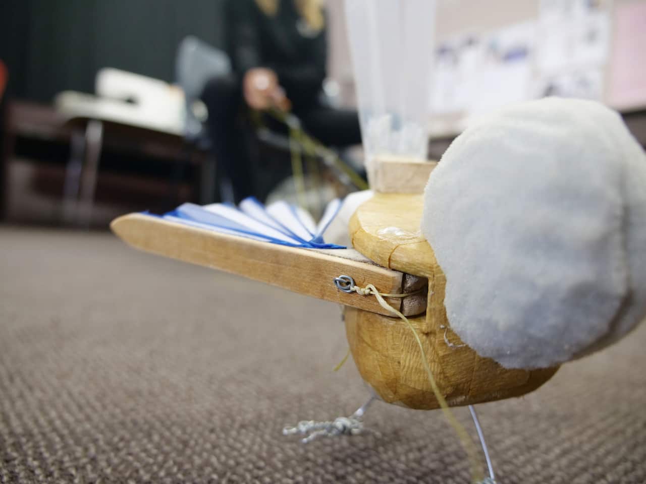 One of Denni's creations for the upcoming Hide The Dog show: a puppet blue wren.